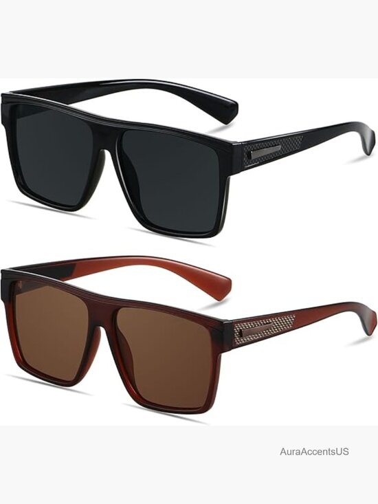 Square Polarized Sunglasses UV Protection Oversized Flat Top Big Shades Driving main image 6